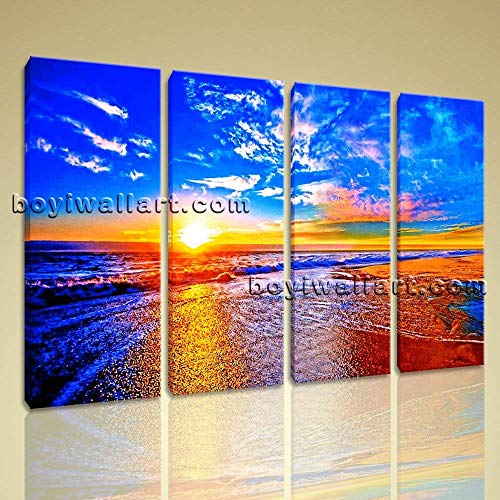 Large Stretched Canvas Print 4 Panels Contemporary Wall Art