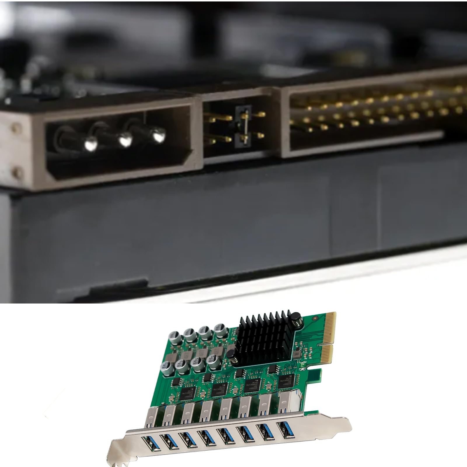 Carte d'extension USB 3.2 PCIe 8 ports pour ordinateur de bureau avec transfert de données rapide de 10 Gbit/s, prise en charge HotSwap et plusieurs appareils, USB rapide