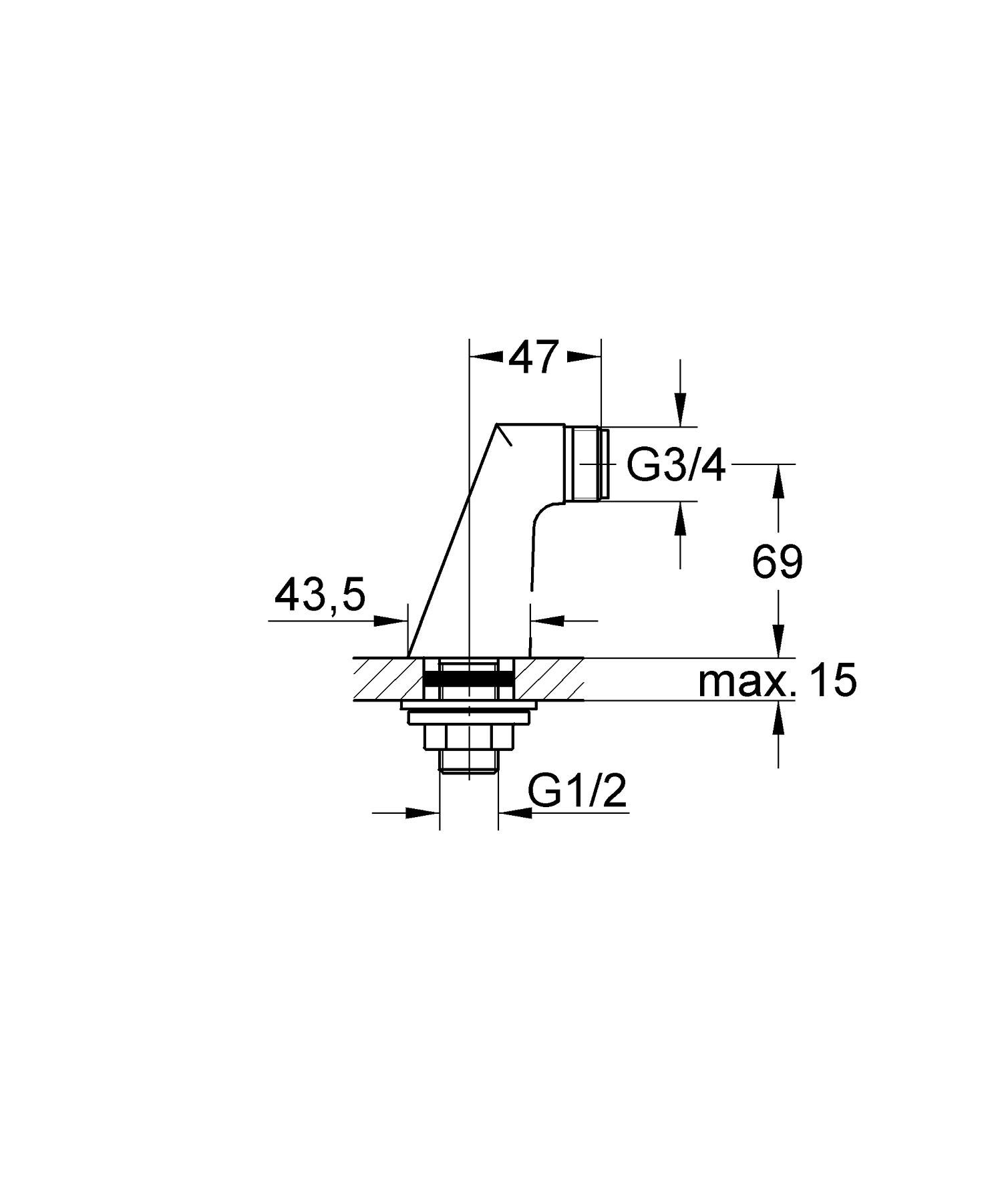 Grohe Raccord Colonnette 1/2 Pouces Pièces Détachées 12030000 (Import Allemagne)