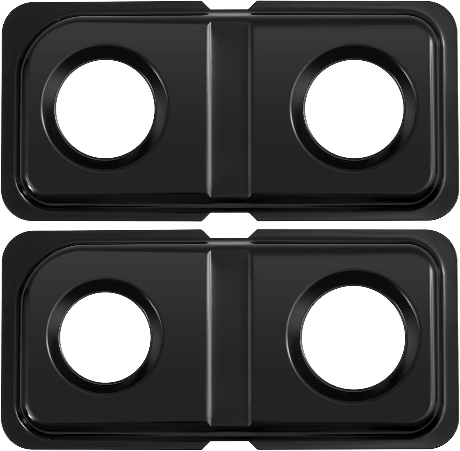 Baquler 2 Pcs Left Burner Drip Pans Set 16.6 x 8 Inches Compatible with Ge Hotpoint Wb34k10009 Right Wb34k10010 Gas Stovetop Range Parts Stainless Steel 2 Burner Holes Replacement Drip Pan Black