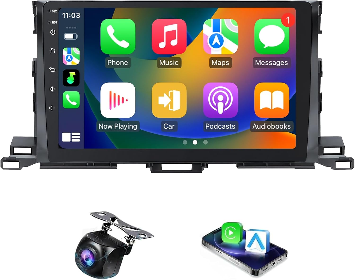 Car Radio for Toyota Highlander 2014-2019 Stereo Radio with Wireless Carplay Android Auto Upgrade 2+32G 10.1" Touch Screen GPS DSP SWC Bluetooth AHD Backup Camera Support JBL Amplifier