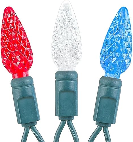 Miniatura 4 de Novelty Lights - Mini juego de 70 luces C6 LED de Navidad, serie de luces de grado comercial para exteriores, cable verde, 24 pies