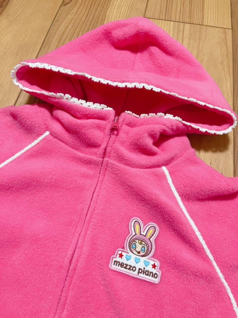 メゾピアノ ベリエちゃん総柄ピンク デニム ジップアップジャンパー