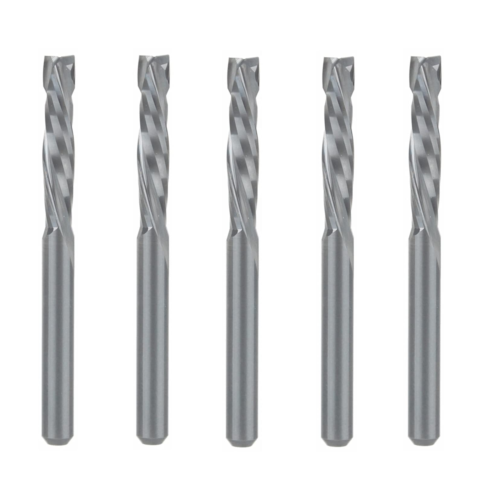 HYUJNAFZR 5PCS Spiral Router Bits 3.175x17mm Down Cut HRC55 Solid Carbide CNC End Mill for Wood Cut Carving