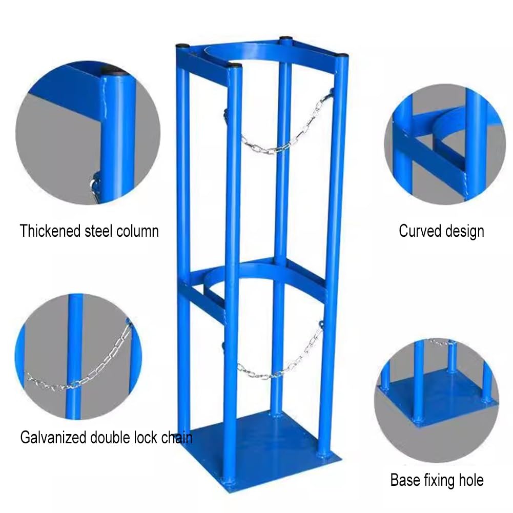 Estante de cilindro de gas con cadenas de seguridad dobles, organizador de carrito cilíndrico resistente para taller, hospital, laboratorio