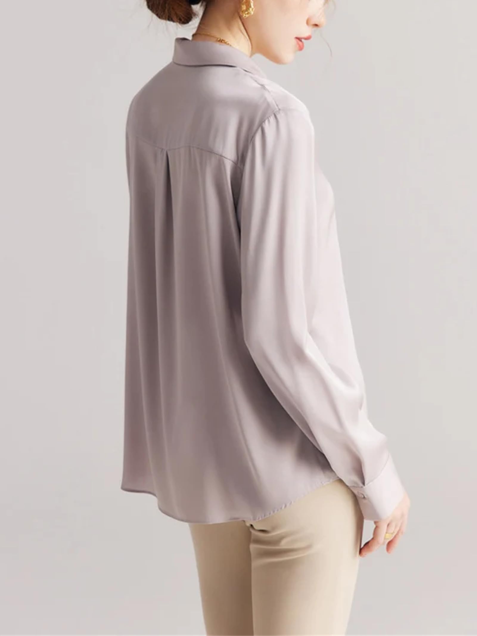 Blusas elegantes para mujer, con volantes, cuello en V, lisas, para oficina