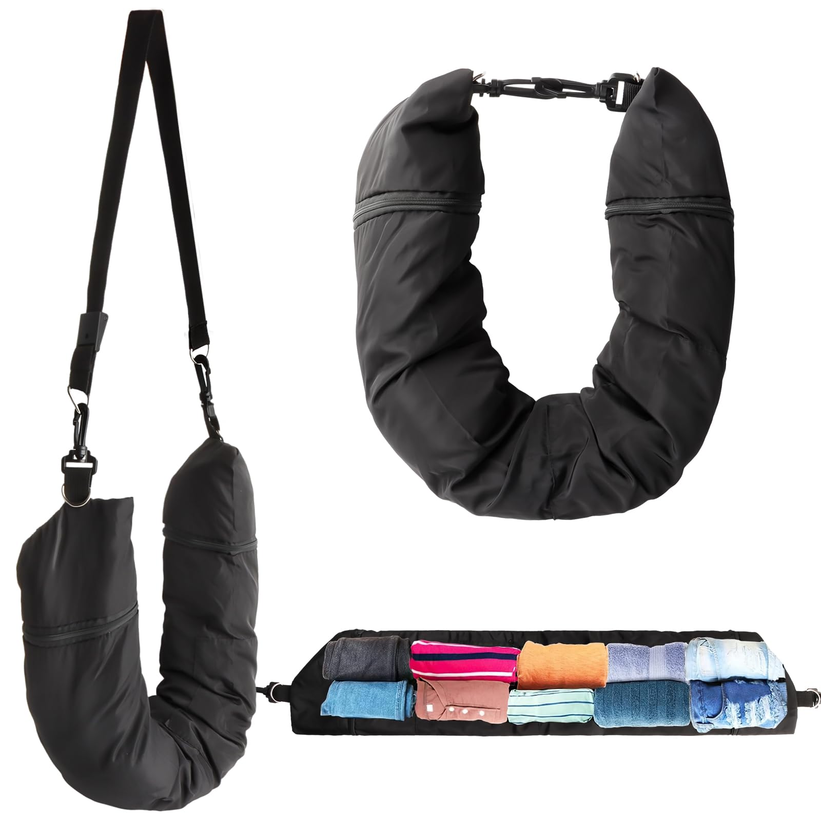 Hiyorsoa Stuffable Travel Pillow with Clothes Neck Pillow for Travel Flight Pillow Case Cover Only As Carry-On Luggage Fits Up to 3 Days of Travel Essentials Transformable Luggage