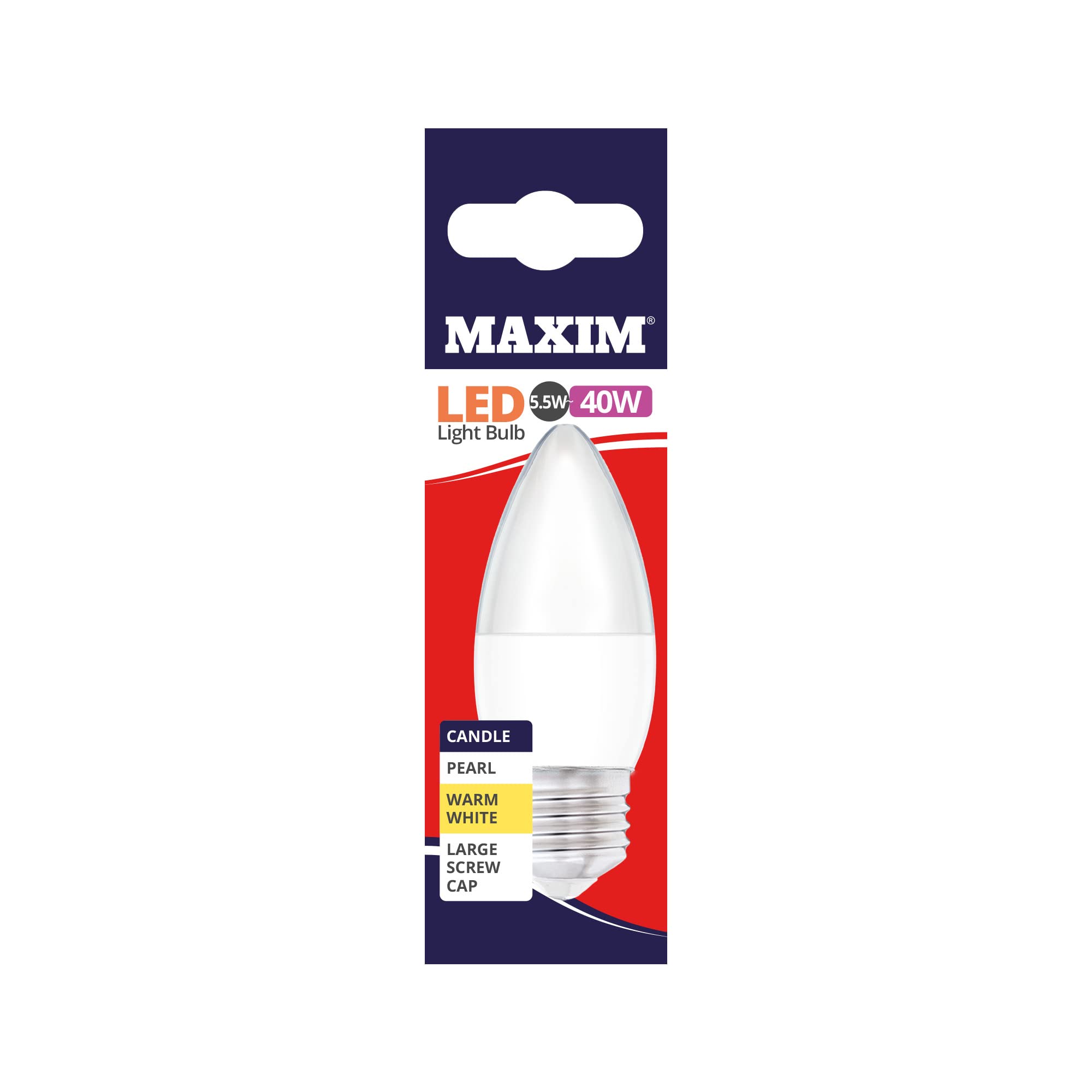MaximLED Bulbs [Pack of 10] Type: Candle (Warm White) 6Watts (40Watts) / Pearl Finish / 25 000 Hours/Energy Saving Multipack 40MLCE27W5X10