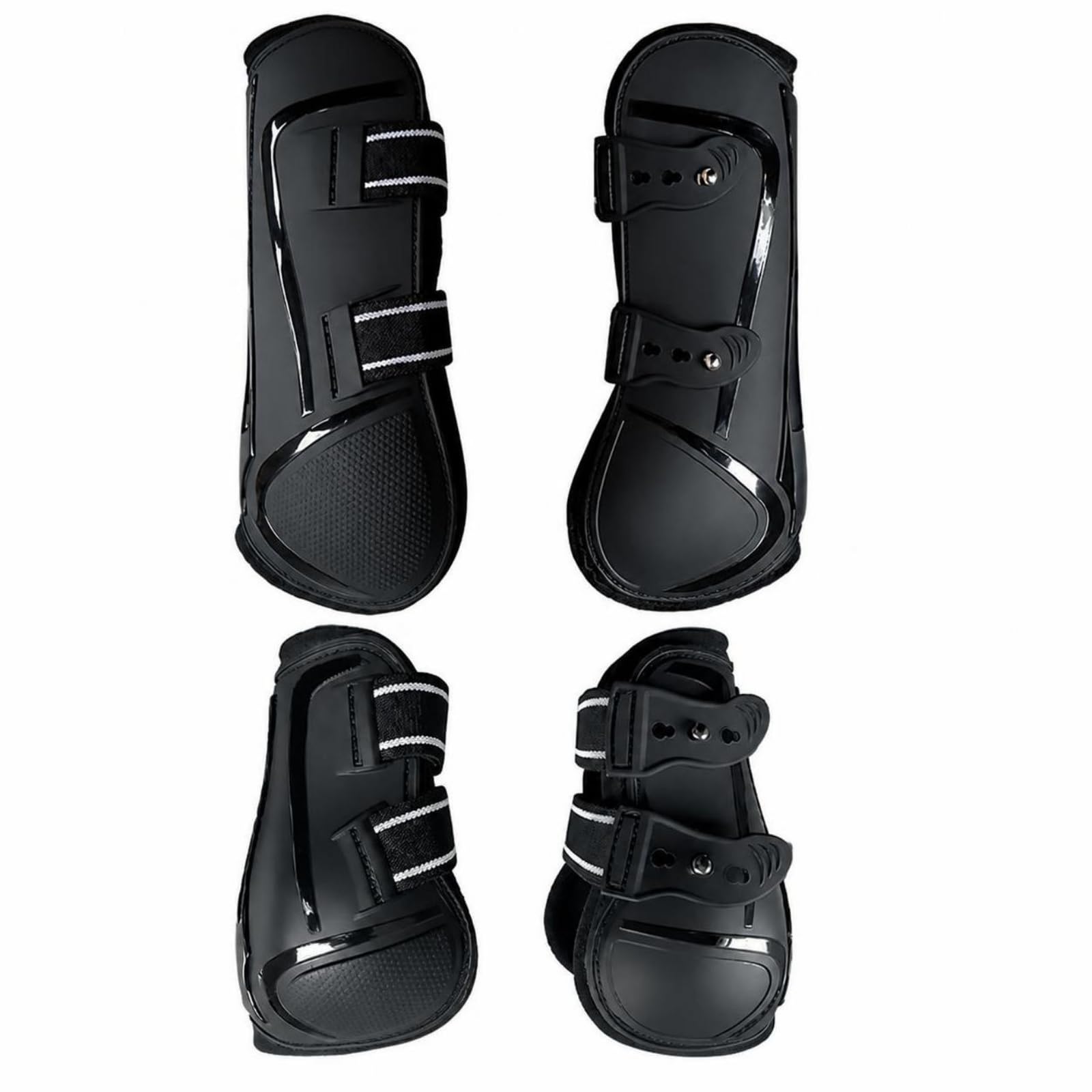 Qianly 4 Pezzi Stinchiere per | Protettivo, Stinchi per Tendini Cavalli, Traspirante, Stivali Le Zampe del, Addestramento, Equitazione, Nero, M