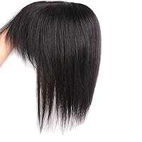 Vista 1 de Extensiones de cabello humano real con clip con flequillo, peluca para cabello fino para mujer (10 pulgadas, marrón oscuro)