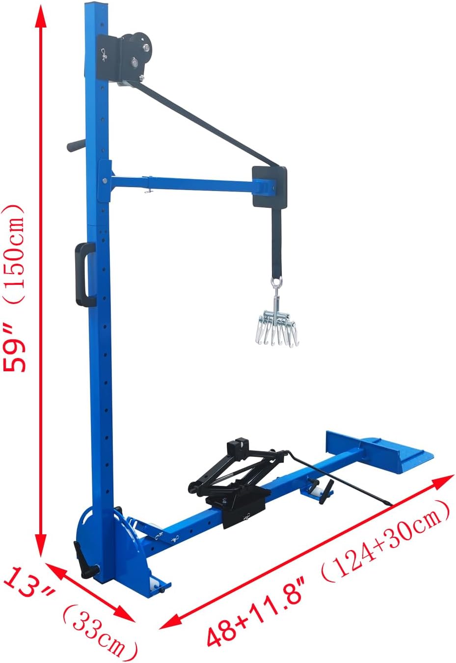 3-in-1 Car Dent Puller Tool - 600 kg Pulling Force, Adjustable Height, 8-Prong Retractor, with Hand Winch & Nylon Casters for Sheet Metal Dent Repair on Fenders, Sills & Doors