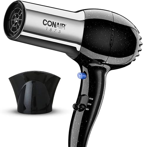 Conair 1875 Watt Full Size Pro Hair Dryer with Ionic Conditioning , Black / Chrome, 1 Count