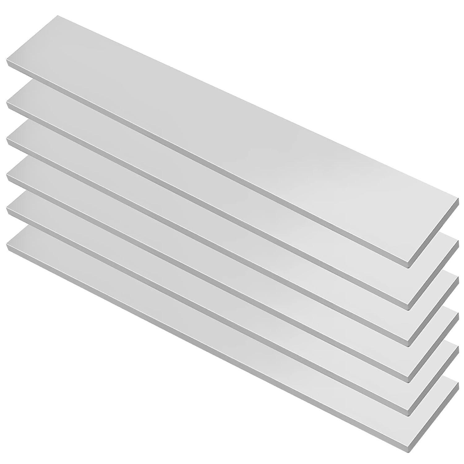 6 Pack 1/4 x 2 Inch Square Aluminum Flat Bar, 12 Inch Long Aluminum Flat Plate, 6061 Aluminum Bar Stock, Silver