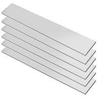 Vista 1 de Paquete de 6 barras planas cuadradas de aluminio de 1/4 x 2 pulgadas, placa plana de aluminio de 12 pulgadas de largo, barra de aluminio 6061, plata