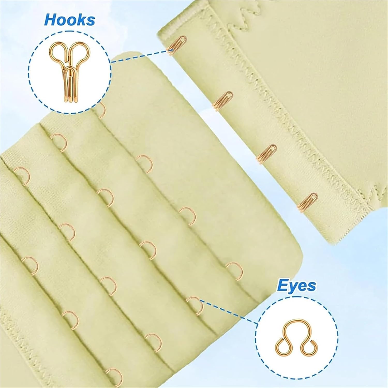 Hook and Eye Sewing 200pcs Sewing Hooks and Eyes Closure Gold Alloy Sew on Snaps Hook and Eye for Bras Clothing Trousers Skirts DIY Project