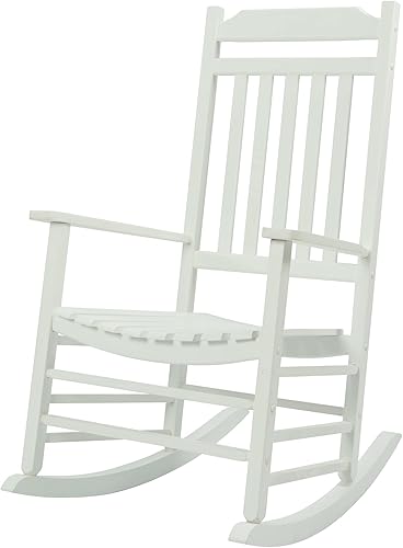 Kozyard Mecedora de listones de respaldo alto, mecedora de madera maciza para muebles de porche delantero, sillas de porche para uso en interiores o