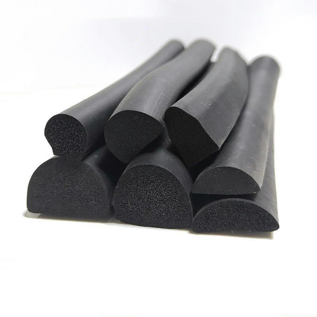 Striscia di Schiuma a Forma di D Mezza Rotonda per Porte e finestre Guarnizione Isolante per Macchina Nero-Senza Adesivo nero-16mm-6mm-1 Metro
