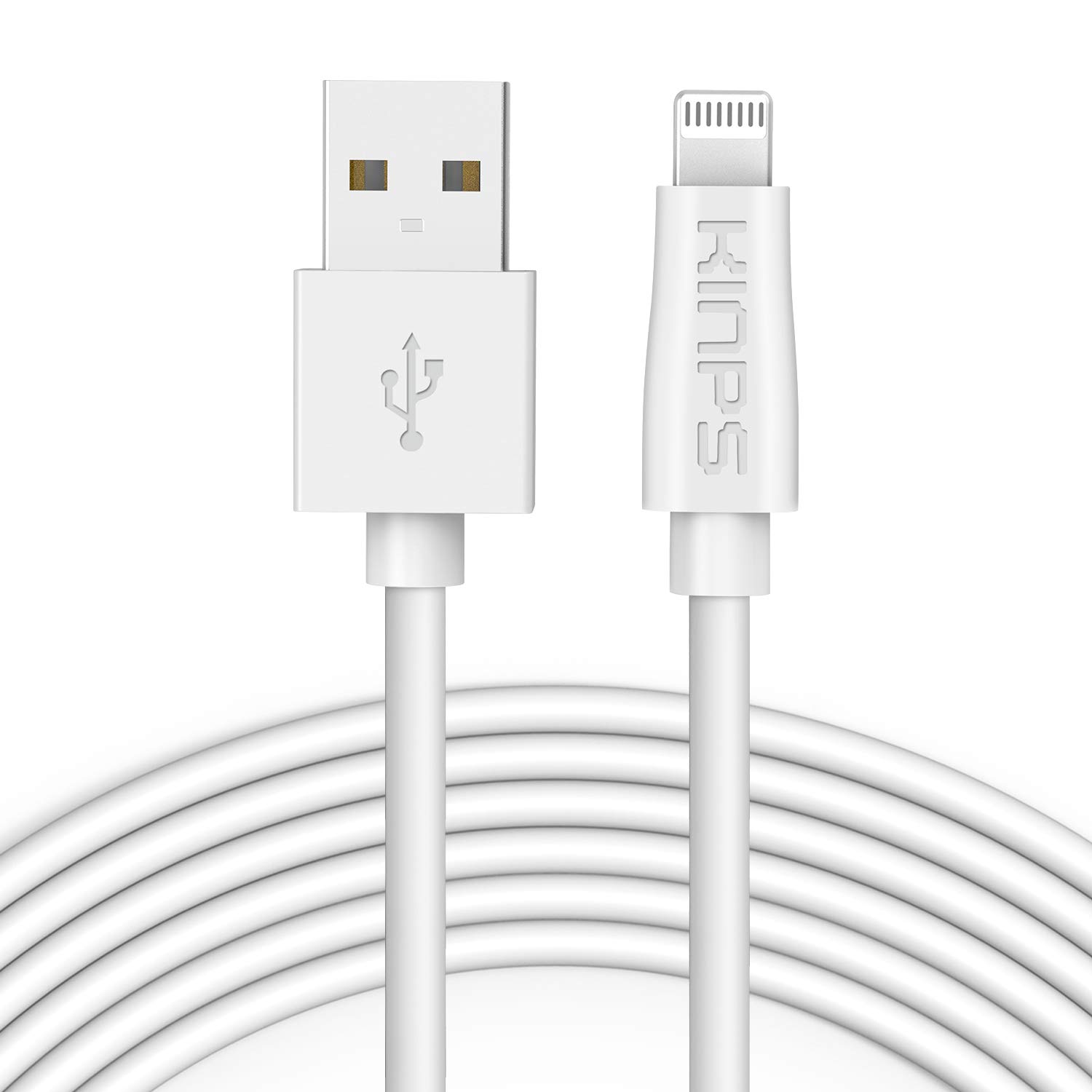 KINPS MFi Certified Lightning to USB Cable iPhone Charger Cord (10ft/3m) Super Long Compatible with iPhone 12/11/Xs/XS Max/XR/X/8/8 Plus/7/7 Plus/6S/6S Plus/6/6 Plus/SE, iPad (White)