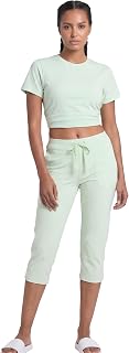 Enamor Mid Rise Capri Length Drawstring Closure Lounge Capri for Women - Slim Fit, Soft and Breathable Stretch Cotton - E018 Price In India