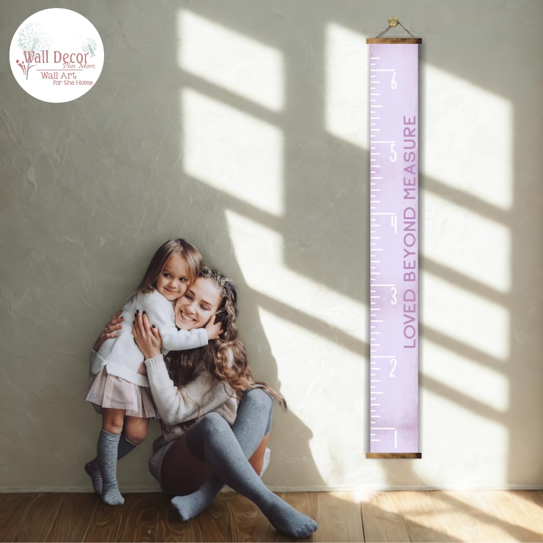 Lavender Canvas Growth Chart Ruler – 6ft Hanging Height Chart with Wood Trim, Personalized Nursery Wall Decor for Baby Girls, Durable UV-Protected Fabric Keepsake image 4