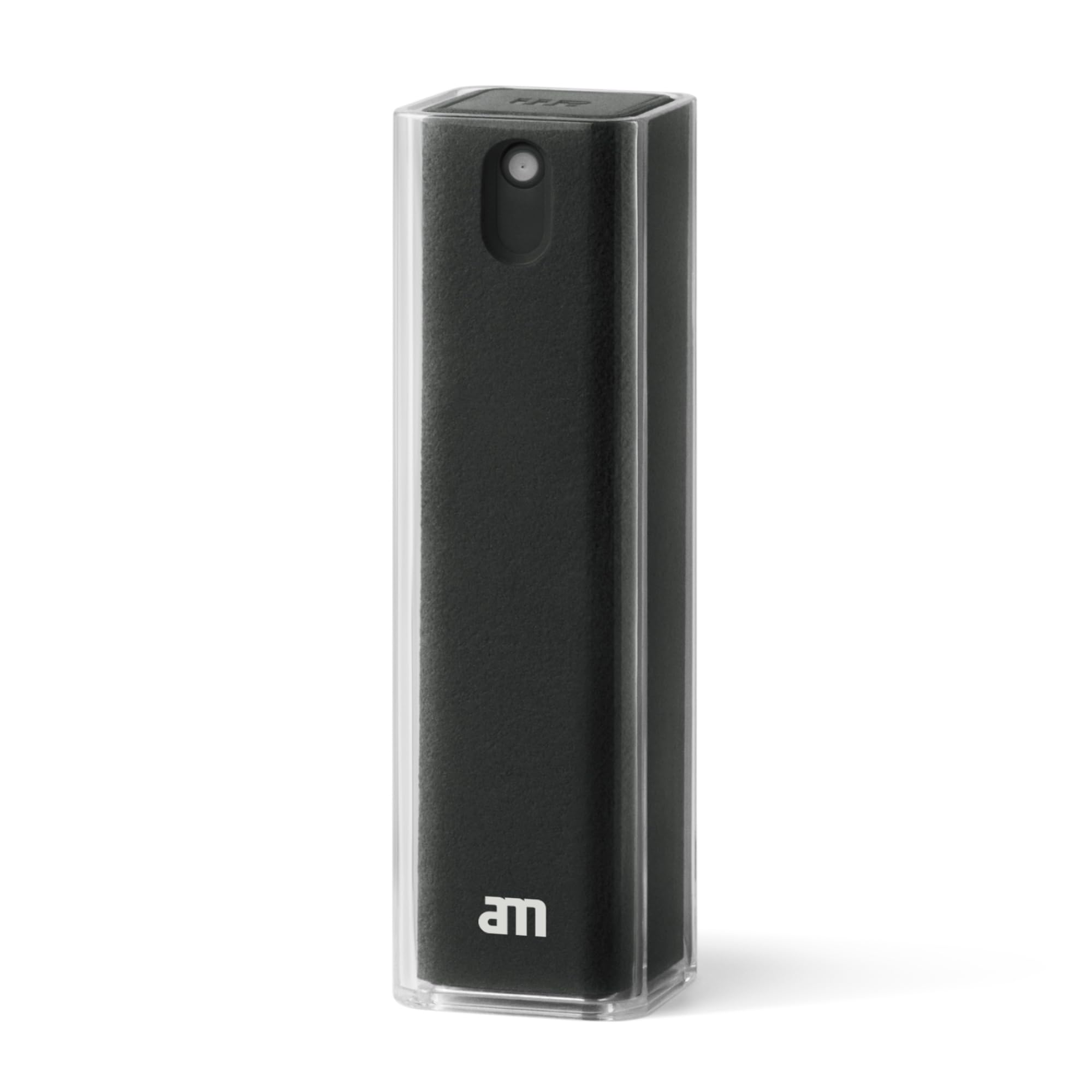 am Zestaw do czyszczenia ekranu z atomizerem 2 w 1 – środek do czyszczenia wyświetlaczy do smartfona, tabletu, laptopa i auta – screen cleaner z mikrofibrą (czarny, 1 szt.)