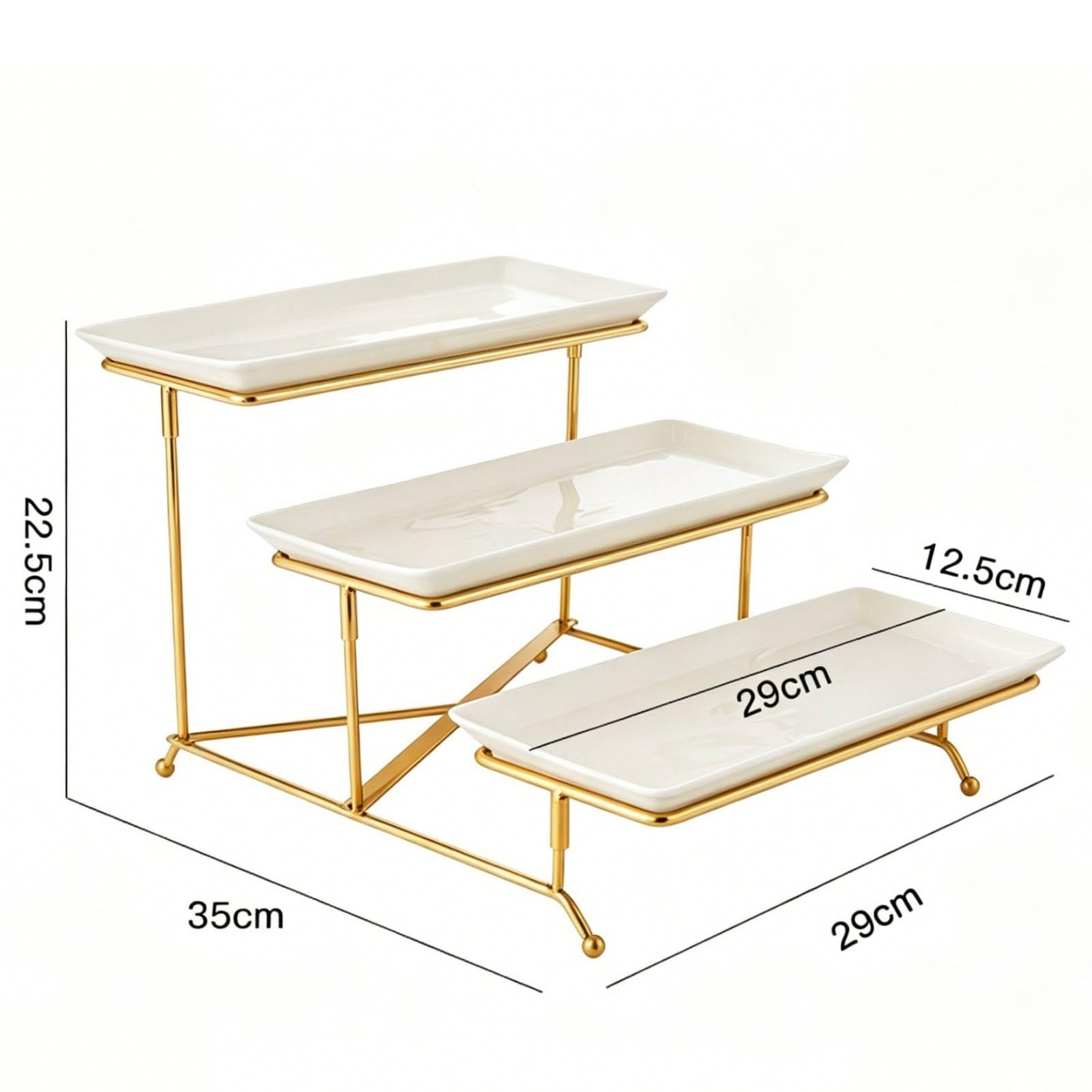 Soporte Cerámico con Montaje Metálico y Bandejas Exhibidor para Dulces y Repostería Variada Estilo Moderno Adecuado para Hogar Cocina Fiestas Temáticas Cafeterías, Style to 2