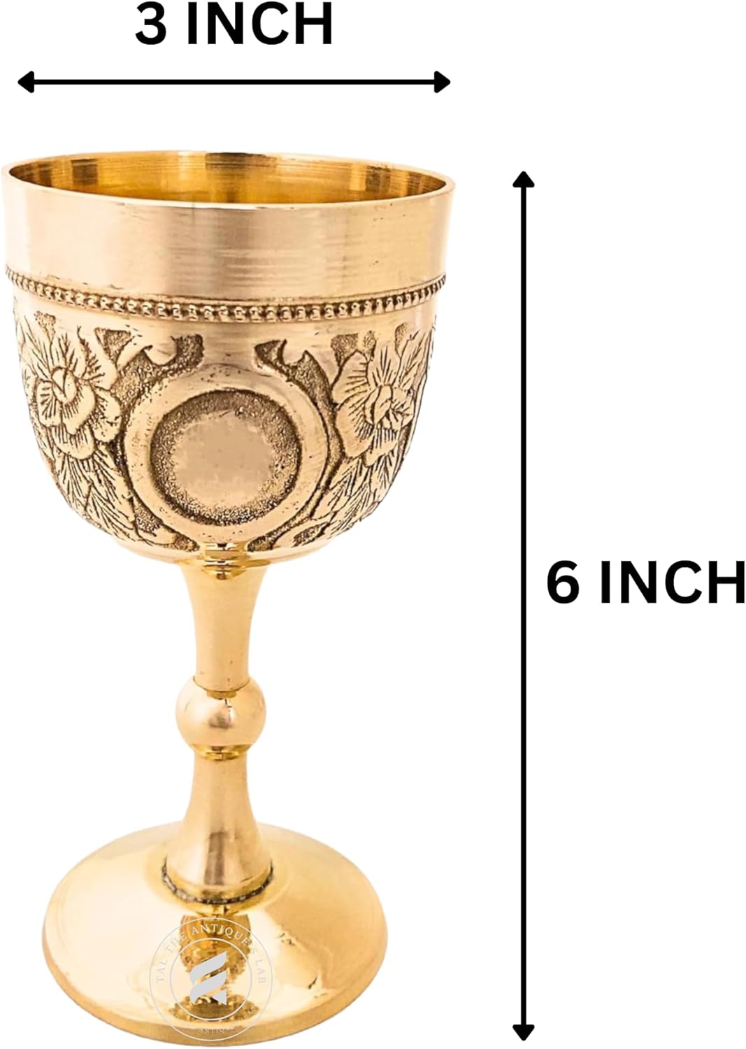 TAL THE ANTIQUE'S LAB 6" Brass Wine Chalice Goblet - Handmade 7Oz Roman Chalice, Renaissance Medieval Royal Wine Goblet of King Arthur for Communion, Christmas, Baptism, Confirmation, PACK OF 1