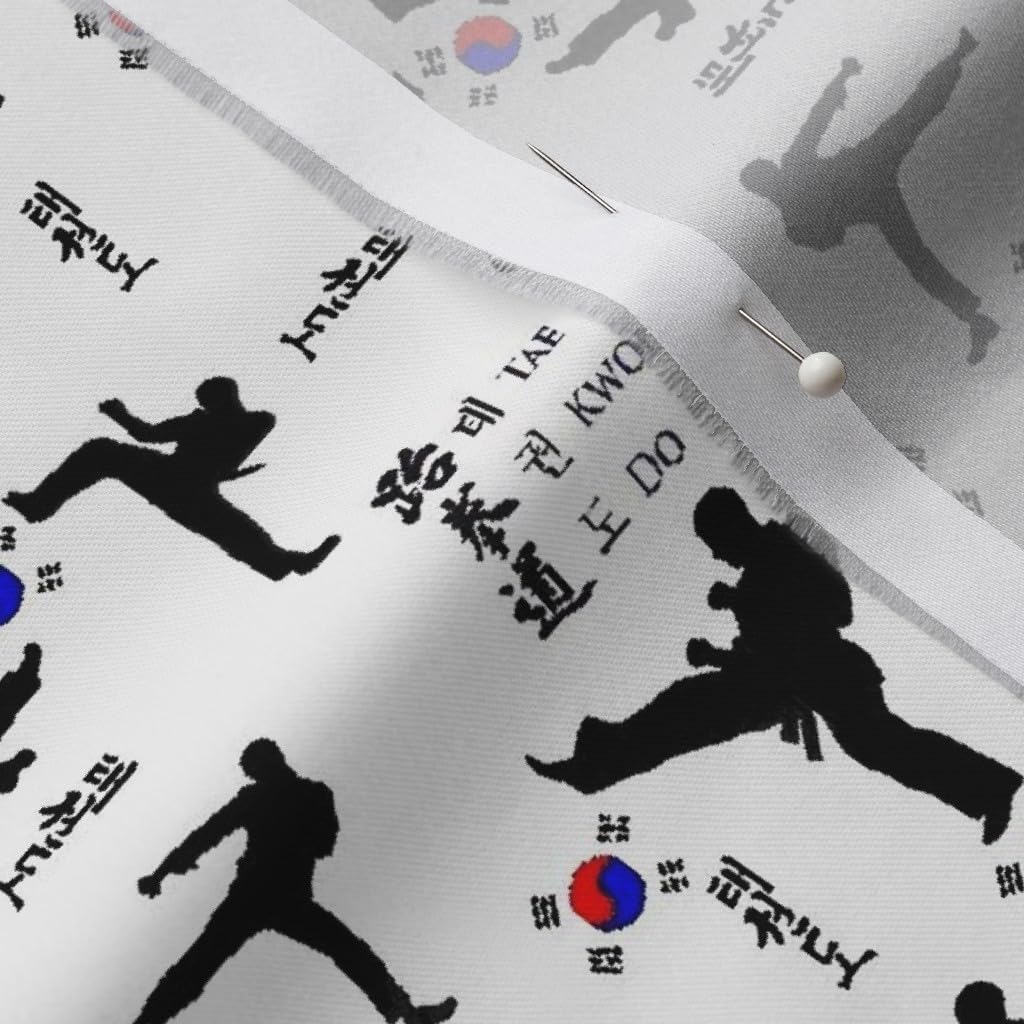 Spoonflower Fabric - Martial Arts Sports Fitness Printed on Organic Cotton Sateen Fabric by The Yard - Sewing Quilting Apparel Home Decor