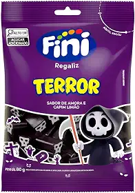Bala Fini Terror Caveira Regaliz Amora E Capim Limão 80g