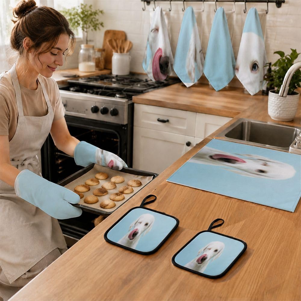 9PCS Cute White Dog1 Cucina Decor e Accessori Set