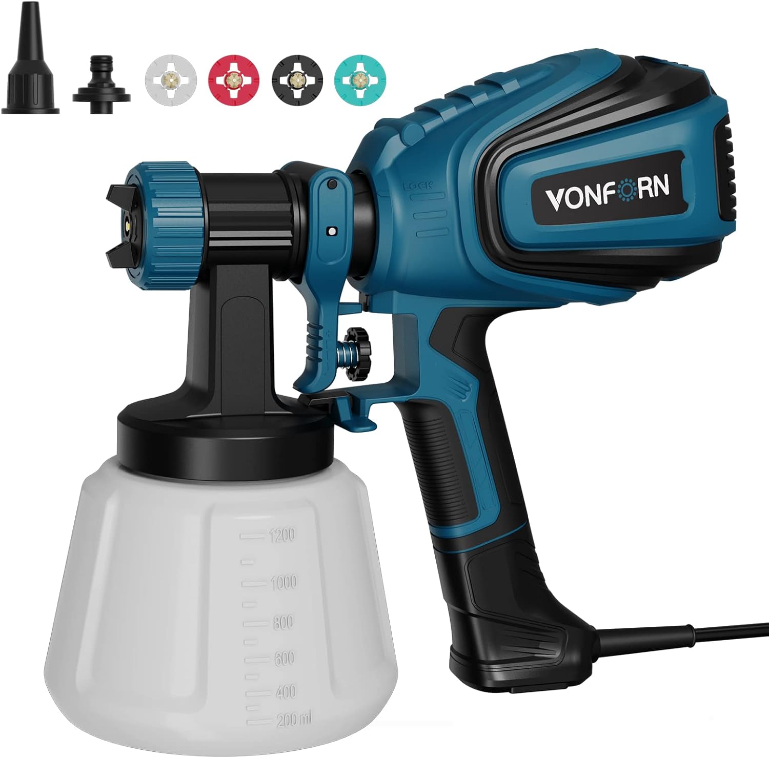 VONFORN Paint Sprayer, 700W HVLP Spray Gun with Cleaning & Blowing