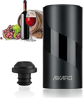 AIKARO - Electric Wine Saver Vacuum Pump with Bottle Stopper Automatic Wine Preserver, Battery Operated