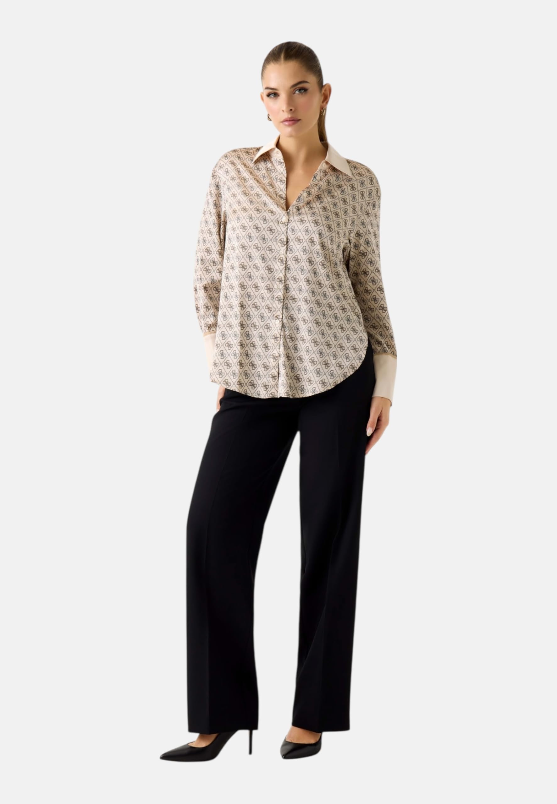 GUESS Camisa ecológica de manga larga Alexandra para mujer