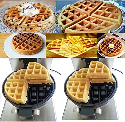 Miniatura 6 de TECHTONGDA Máquina de gofres belga giratoria comercial, máquina de gofres redonda antiadherente, panadería de una sola plancha, máquina eléctrica