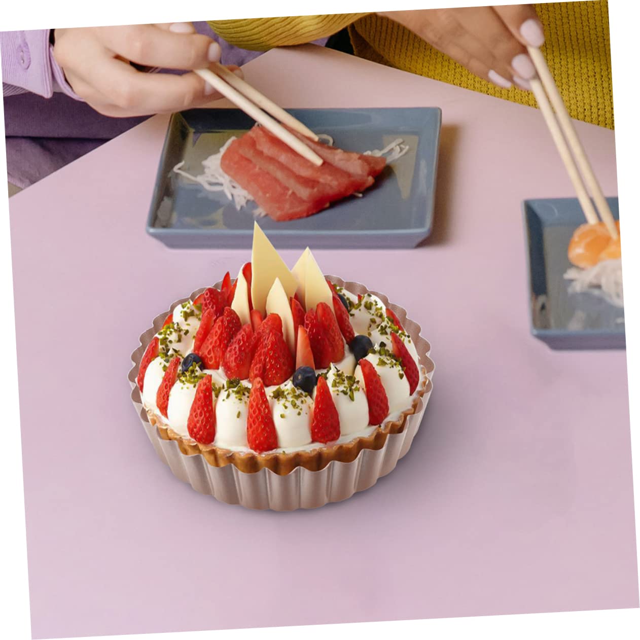 Alipis 2Pcs Non Stick Tart Pans with Removable Bottom Baking Trays for Home Bakery Use Easy Clean and Resistant for Sweet Savory