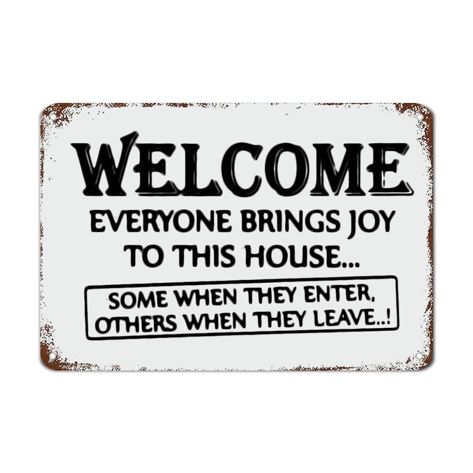 Everyone Brings Joy to The House Metal Sign with Sayings Motivational Wall Decorations for Living Room Rustic Kitchen Wall Art Hanger Retro Decoration Housewarming Gift 8 X 12 Inch