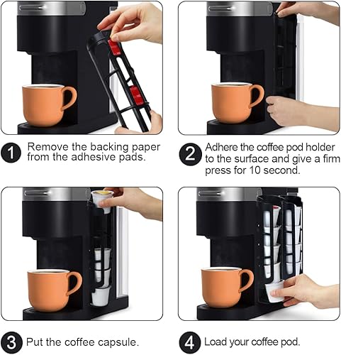 Miniatura 3 de Soporte para cápsulas de café K-Cup para Keurig, organizador de almacenamiento de montaje lateral, perfecto para mostradores pequeños (negro,