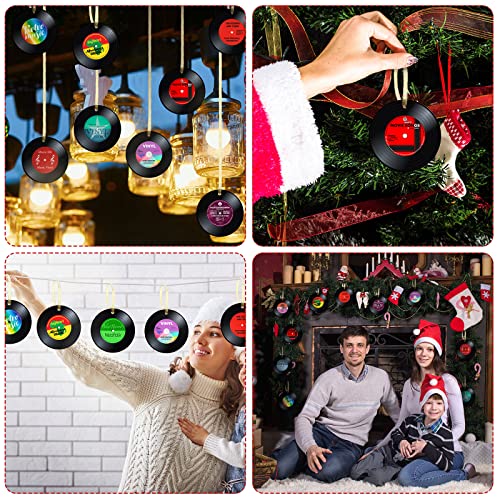 Hotop HOTOP-APQI656DDS9SA 48 Pcs Christmas Record Ornament 1950'S Rock And Roll Music Party Sock Hop Decorations Vinyl Record Paper Retro Record Wall Sign thumb #4