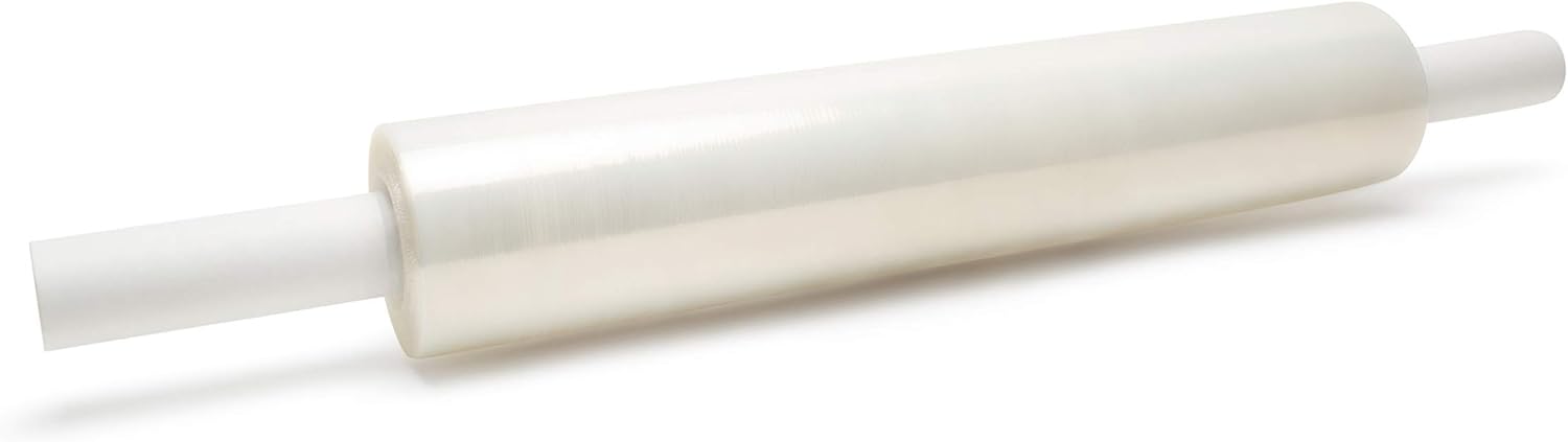 PSBM Stretch Wrap with Extended Core Handles, 4 Pack, 20 Inch x 1000 Feet, 80 Gauge, Clear, Large Plastic Film for Pallets Moving Storing