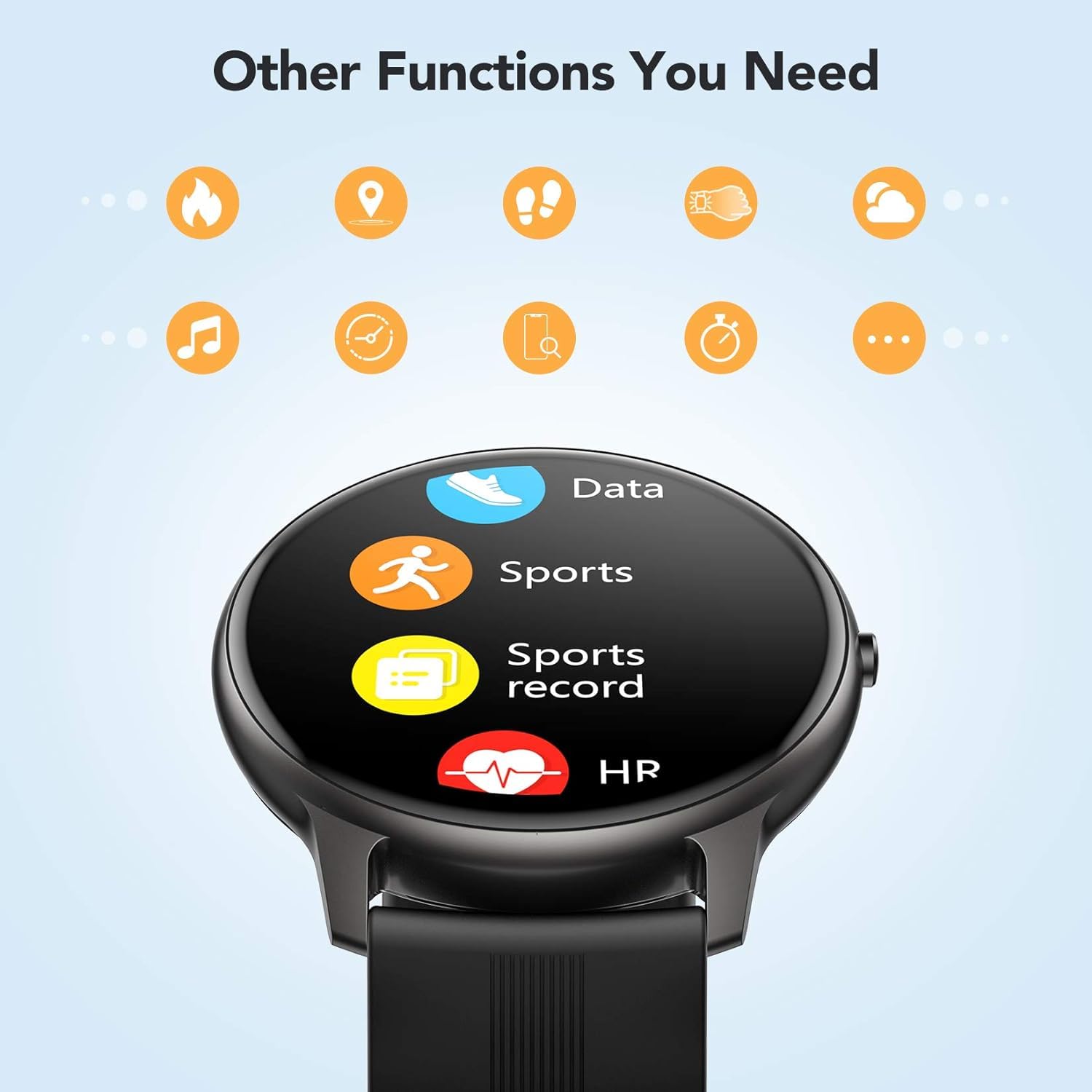 AGPTEK Smartwatch, 1,3 Zoll runde Armbanduhr mit personalisiertem Bildschirm, Musiksteuerung, Herzfrequenz, Schrittzähler, Kalorien, usw. IP68 Wasserdicht Fitness Tracker für iOS und Android, Schwarz