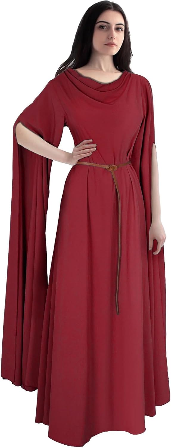 Teyujosem Women's Medieval Costume Renaissance Dress Long Sleeve Maxi Dress with Belt