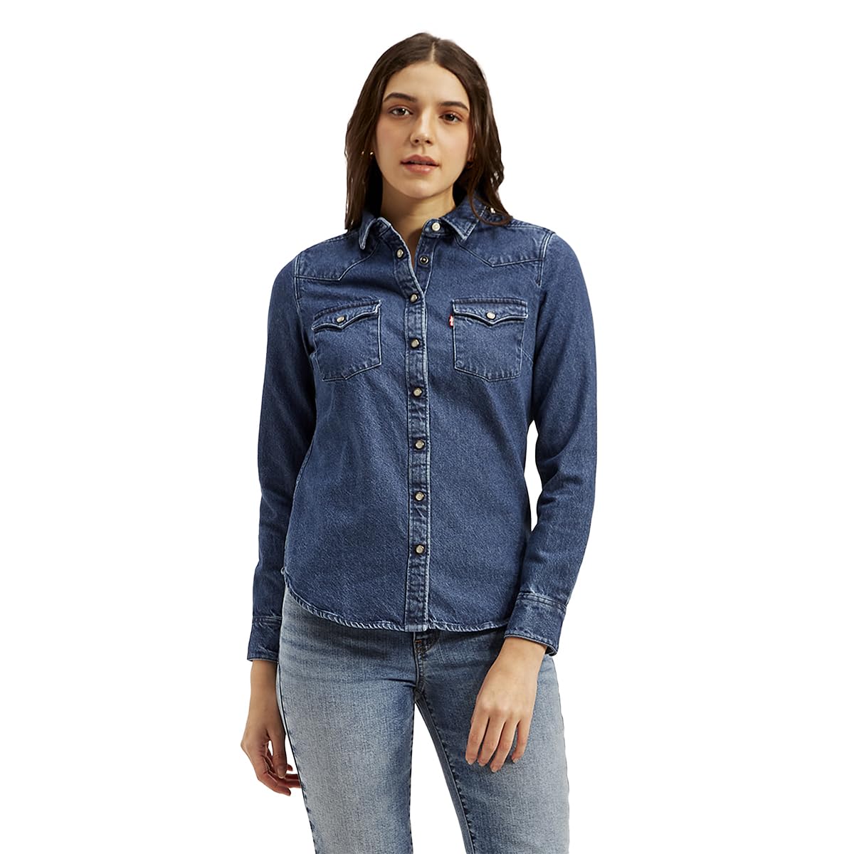 Levi's Women's Cotton Regular Fit Solid Spread Collar Shirt in neutral