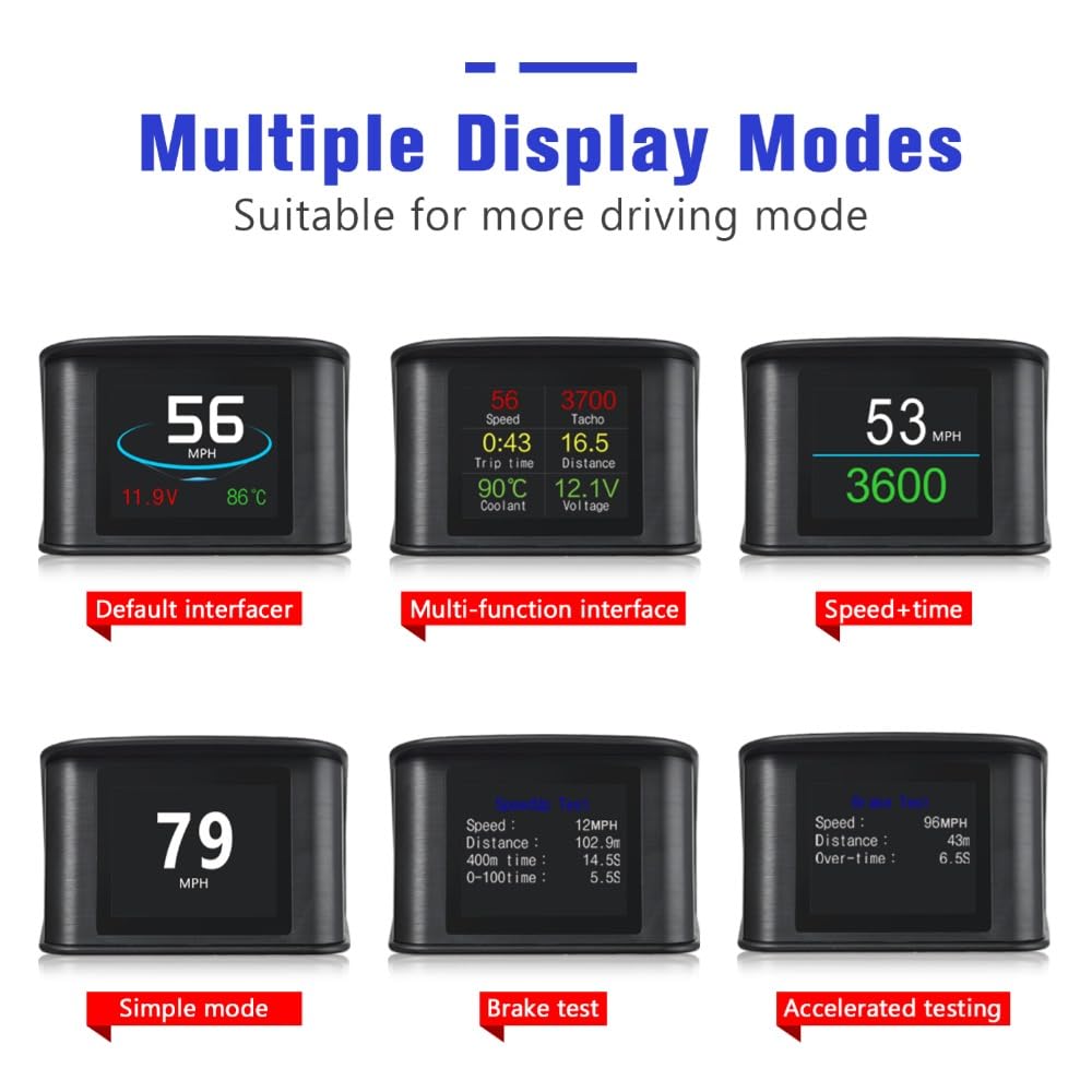 Universal Car HUD Head Up Display Digital GPS Speedometer with OBD2 Smart Gauge MPH Clock RPM Over Speed Alarm Odometer for All Vehicle