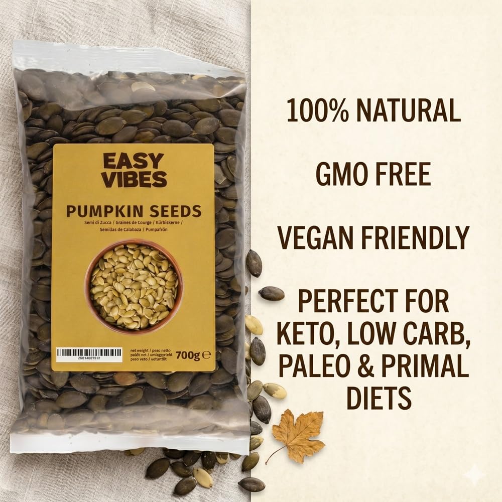 Easy Vibes - Semillas de Calabaza Peladas (700g) - Crudas y Sin sal | Pipas de Calabaza