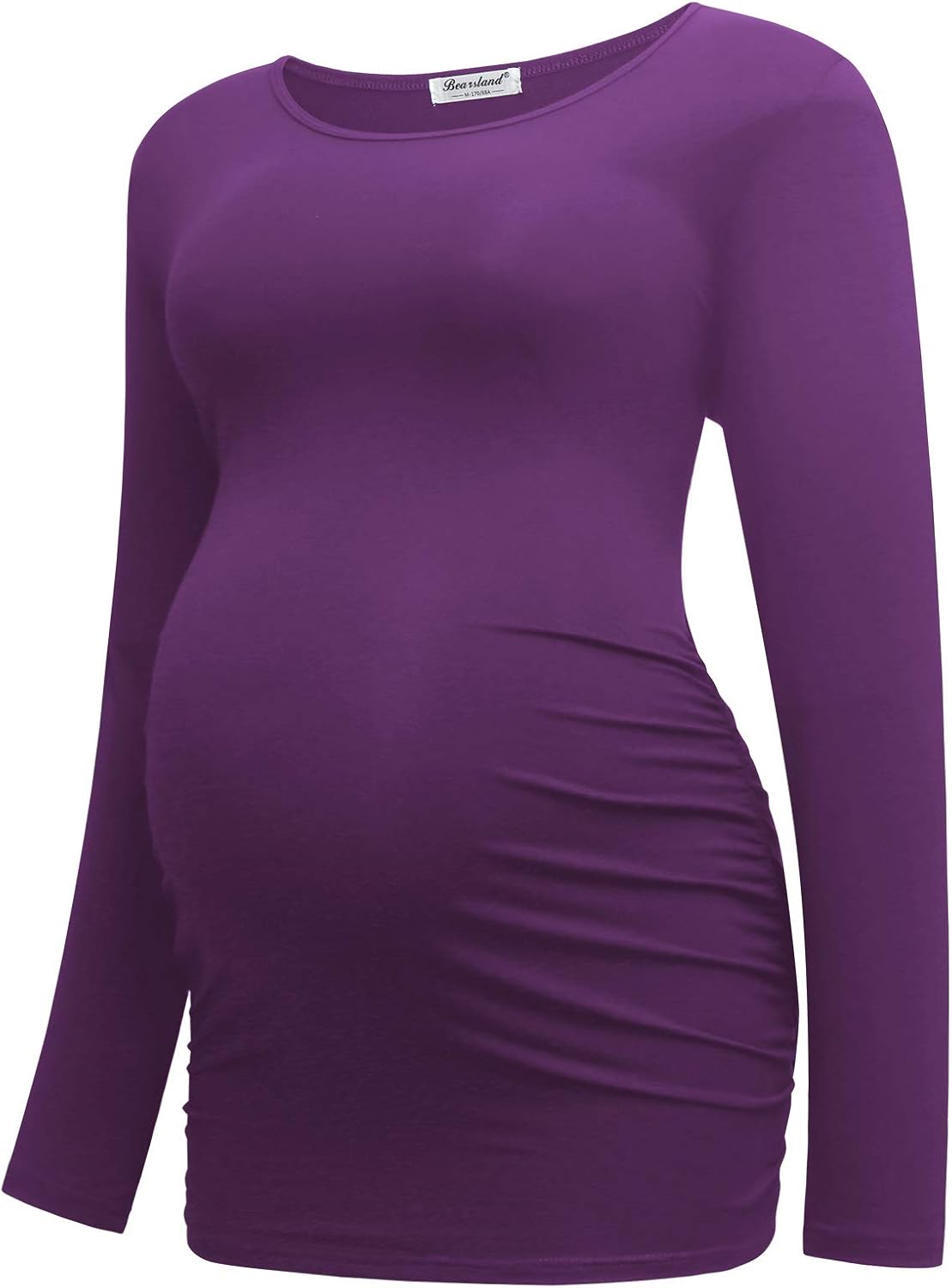 Bearsland Womens Maternity Long Sleeve Tshirt 3 Packs Classic Side Ruched Tee Top Mama Pregnancy Clothes