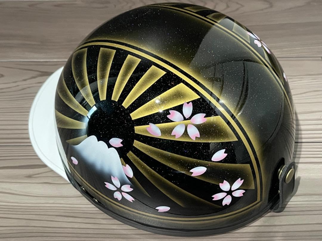 Amazon.co.jp: 七色ラメ 富士日章 コルク半 ヘルメット 旧車會 暴走族 