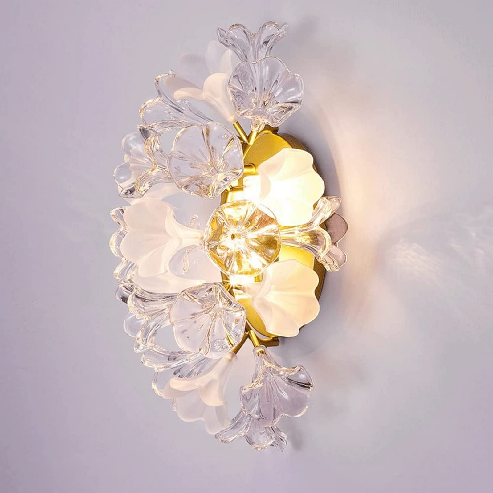 MYUYEE Wall Light Led Wall Light, Creative Background Wall Spotlight, French Flower Crystal Bracket Light, E14 12W Italian Wall Washer, For Living Room Study Hallway Aisle Bedside Decor Lamp