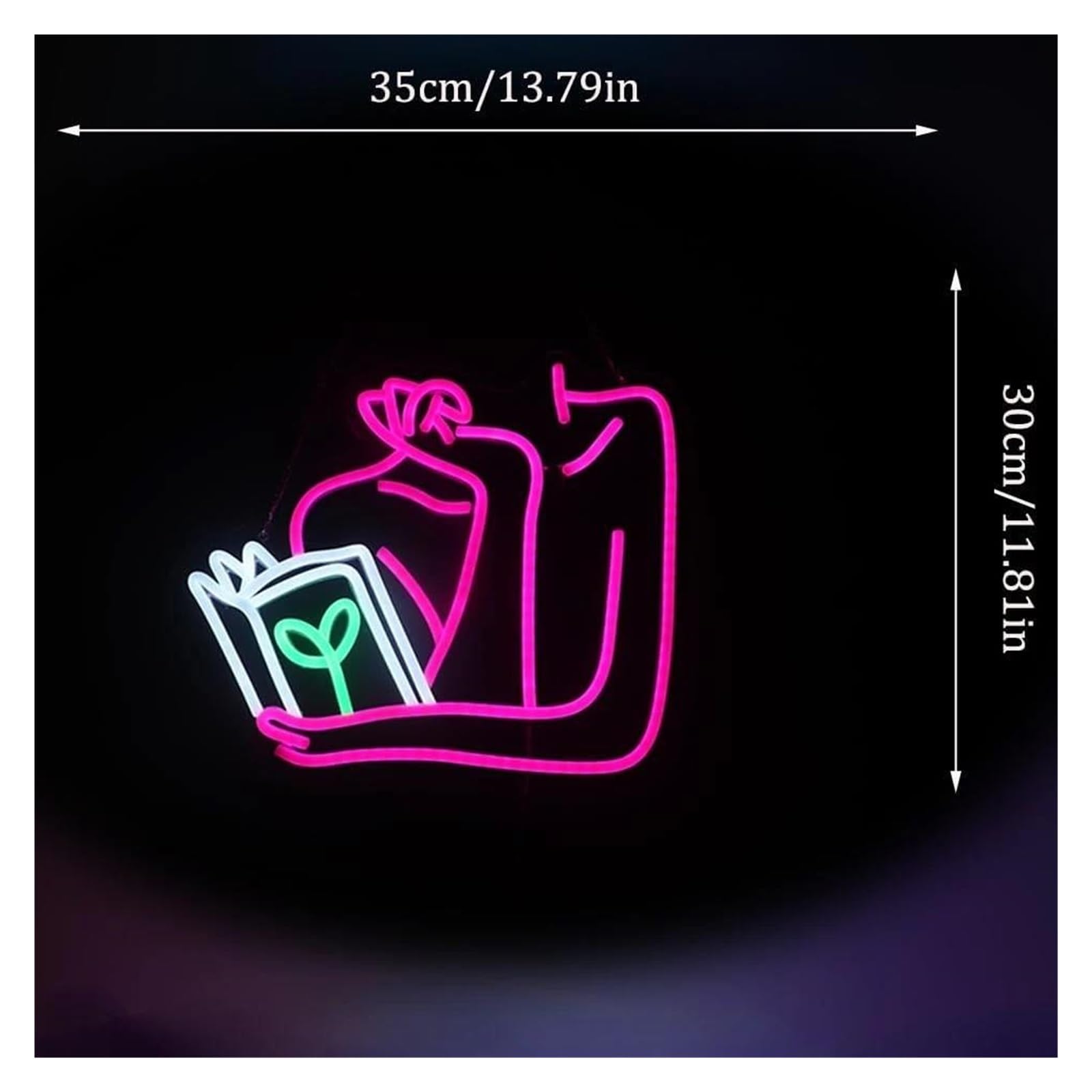Insegna al Neon LED Insegne Al Neon Per Libri Di Lettura Per Ragazze Luce Al Neon Dimmerabile Alimentata Tramite USB Per Sala Giochi Reader Camera Letto Decorazione 30cm×35cm