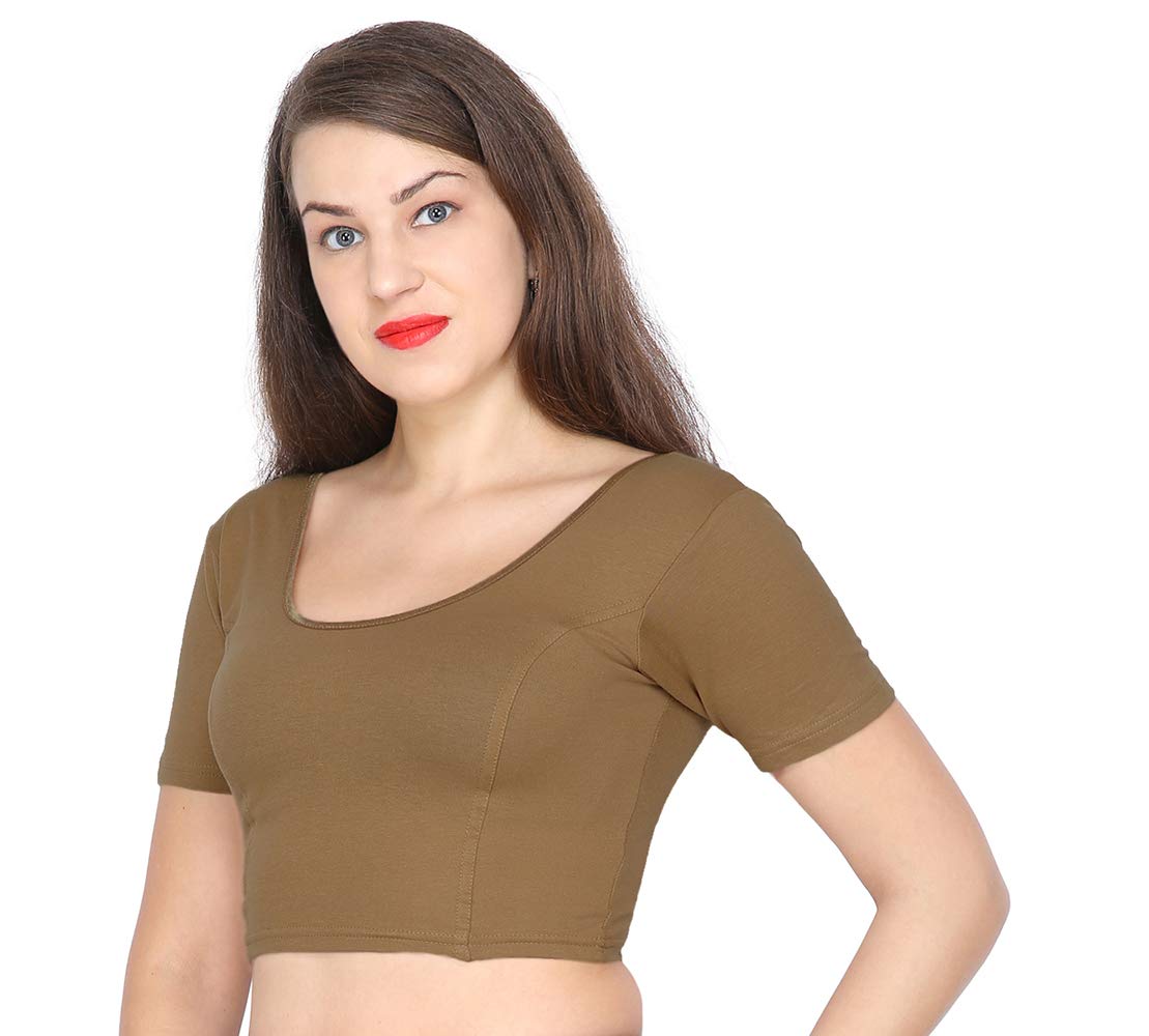 FEMULA Anjali Half Sleeves Stretchable Cotton Lycra Saree Blouse for Women 2