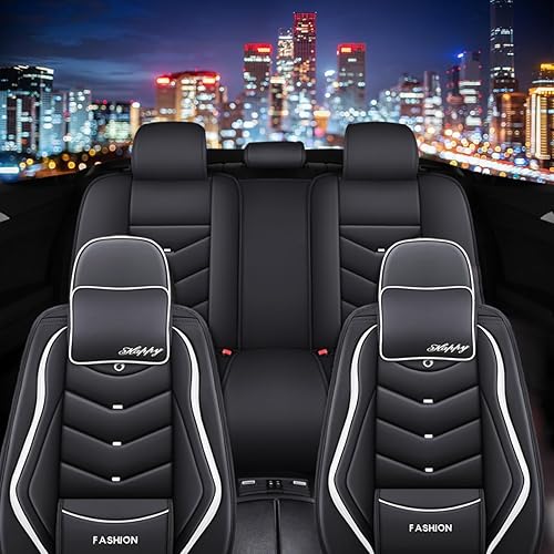 Vista 34 de Funda de asiento de coche para Audi Q8 2019-2024, piel sintética impermeable y a prueba de polvo, compatible con bolsas de aire, protectores de Negro